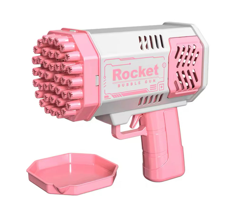 One Pack of Children’s 40-Hole Rocket Launcher Bubble Gun with LED Lights – Handheld, Portable, and Automatic