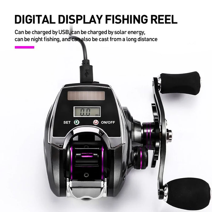 Electronic Baitcasting Fishing Reel with Digital Counter - 8.0:1 High Speed Ratio